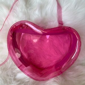 Pink Heart-Shaped Transparent Bag